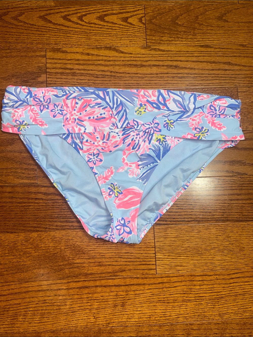Sz 16 Lilly Pulitzer Lagoon Sarong  Blue Bikini Bottoms in Elephant Splash NWOT